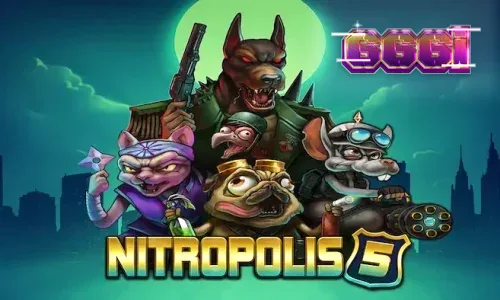 Tampilan visual intens dari slot Nitropolis 5 dengan tema perang klan hewan
